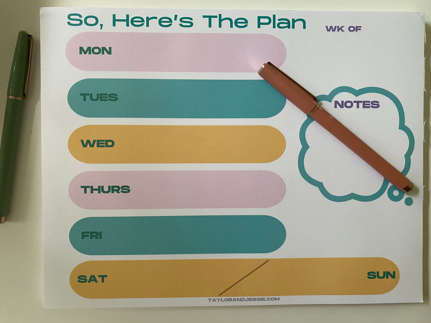 Here's The Plan: Weekly Notepad