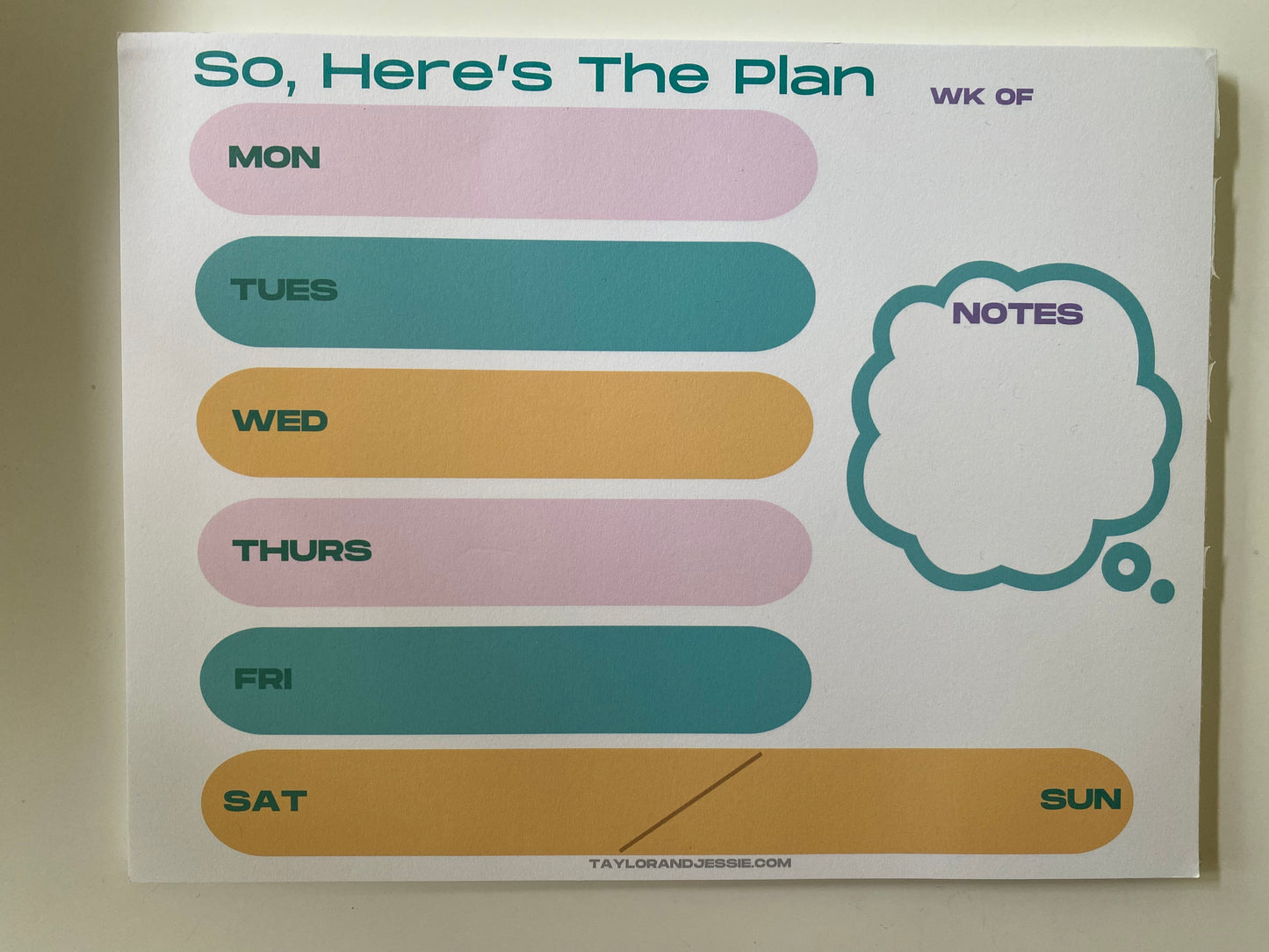 Here's The Plan: Weekly Notepad