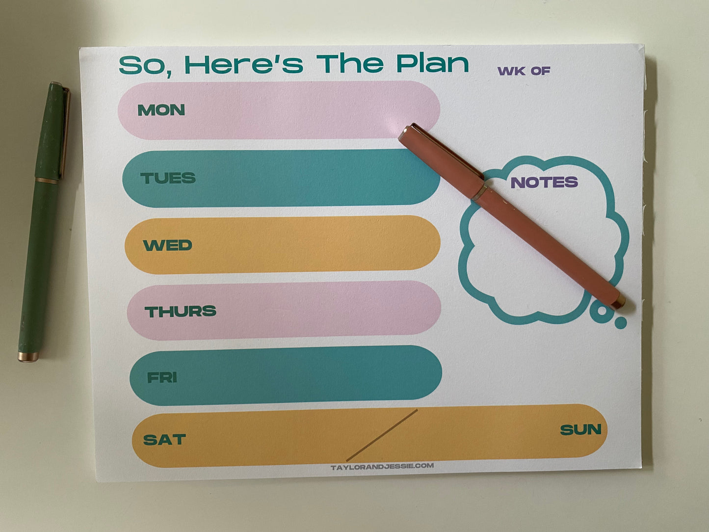 Here's The Plan: Weekly Notepad